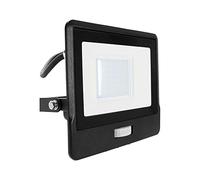 V-TAC Faro LED de exterior con chip Samsung 30 W con sensor PIR de color negro impermeable con cable de 1 metro, luz blanca fría