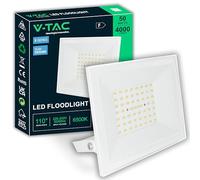 V-TAC Foco LED Exterior 50W Blanco - [ E-Series - Altas Prestaciones, Bajo Consumo ] - 4000 Lúmenes - Super Slim - Impermeable IP65 - Proyector para Hogar, Garaje y Almacén - Blanco Neutro 4000K