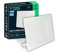 V-TAC Foco LED para Exterior 100W Blanco - [ E-Series - Altas Prestaciones, Bajo Consumo ] - 8150 Lúmenes - Super Slim - Impermeable IP65 - Proyector para Hogar, Garaje, Almacén - Blanco Neutro 4000K