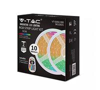 V-TAC Kit de 2 tiras LED RGB SMD5050 4,8 W/M 12 V IP20 + controlador + fuente de alimentación + mando a distancia