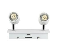 V-TAC Portalámparas empotrable Track Light orientable, metal, blanco para bombillas 2 x GU10