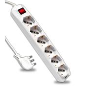 V-TAC Regleta eléctrica con Interruptor y Cable de 1,5 Metros - 6 Tomas 10/16 A Bipaso + Shuko - Enchufe 16 A - Enchufe eléctrico para casa, Oficina, Tienda, Color Blanco