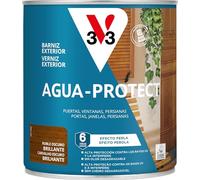 V33 Barniz Exterior Agua Protect Brillante Roble Oscuro 0,75L