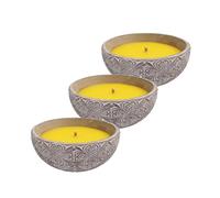 V3C TarroCem Rosa GM [G] - PANDAHOME Vela de Citronela - Protección Natural contra Mosquitos, Diseño Decorativo en Terracota/Bambú/Cristal, Ideal para Interior y Exterior Pack of 3