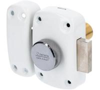 Vachette Ciclop - Cerradura de puerta con botón/cilindro blanco - Apertura con botón interior, llave exterior - Cilindro ø 23 mm, longitud 40 mm, 5 pasadores - Anti gancho, 3 llaves