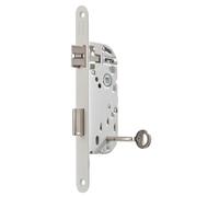 Vachette D25 - Cerradura empotrable con llave, reversible, color blanco, certificado NF Nivel 2 | Cabecero de puntas redondas, eje de 40 mm - para puerta de dormitorio