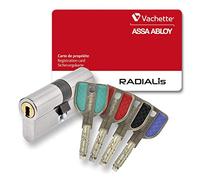 Vachette Radialis - Cilindro de cerradura desmontable 32,5x42,5 mm para puerta exterior/entrada | Muy alta seguridad, 4 llaves no copiables, tarjeta de propiedad, acero inoxidable