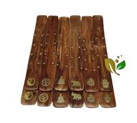 Vadeincienso lote de 12 tablillas quemador de incienso con 5 motivos diferentes grabado metálicos de elefante, mano de Fátima, buda, flor de loto para quemar varillas fabricado en india y distribuido