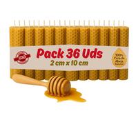Vadeincienso Lote de 36 velas de cera de abeja 2 x 10 cm sin parafina y cera nacional de apicultores españoles hechas a mano una a una por nosotros