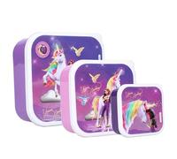 Vadobag Caja de aperitivos Unicorn Academy Fresh Bites (3 piezas) - Juego de 3 recipientes entrelazados para aperitivos, para la escuela, guardería, deportes