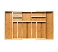 VaeFae Grande Organizador de Cubiertos de Bambú, Extensible Cuberteros para Cajon Cocina, Organizador Cubiertos con 12 Compartimentos, para Utensilios de Cocina
