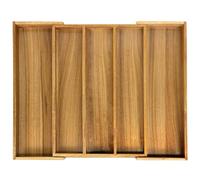 VaeFae organizador cubiertos de Acacia,Bandeja Cuberteros para Cajon Cocina Extensible, con 3 a 5 compartimentos, Soporte de Utensilios de Madera para Cubiertos y Herramientas de Cocina