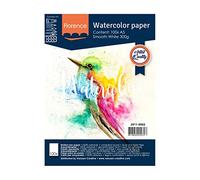 Vaessen Creative A5, Blanco, Papel de Acuarela Florence Prensado en Caliente, 300 gsm, Calidad de Artista, Superficie Lisa, 100 Hojas para Pintar, Handlettering, Proyectos de Arte