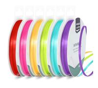 Vaessen Creative Cinta de Raso 3 mm x 10 m - para Lazos, Regalos, Decoraciones, Boda, Atrapasueños y Manualidades - Colores Arco Iris - 6 Unidades