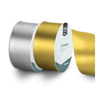 Vaessen Creative Cinta de Raso Set - 2 Colores Navidad de 10 m x 50 mm - Plata & Dorado - para Lazos, Regalos, Decoraciones, Boda, Atrapasueños y más Manualidades