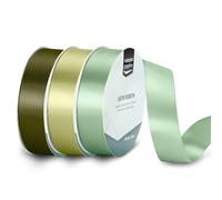 Vaessen Creative Cinta de Raso Set - 3 Colores de 10 m x 25 mm - Verde - para Lazos, Regalos, Decoraciones, Boda, Atrapasueños y más Manualidades