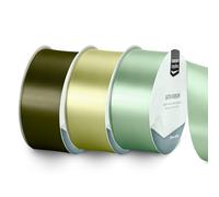 Vaessen Creative Cinta de Raso Set - 3 Colores de 10 m x 38 mm - Verde - para Lazos, Regalos, Decoraciones, Boda, Atrapasueños y más Manualidades