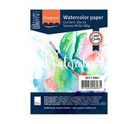 Vaessen Creative Papel de Acuarela Florence A6, Blanco Intenso, 300 GSM, Calidad de Artista, Superficie Texturizada, 20 Hojas para Pintar, Handlettering, Proyectos de Arte (2911-4001)
