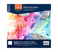 Vaessen Creative Papel de Acuarela Florence Prensado en Caliente, 30,5 x 30,5 cm, Blanco Intenso, 200 gsm, Calidad de Artista, Superficie Lisa, 50 Hojas para Pintar, Handlettering, Proyectos de Arte