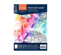 Vaessen Creative Papel de Acuarela Florence Prensado en Caliente A4, Blanco Intenso, 200 gsm, Calidad de Artista, Superficie Lisa, 100 Hojas para Pintar, Handlettering, Proyectos de Arte