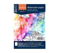 Vaessen Creative Papel de Acuarela Florence Prensado en Caliente A5, Blanco Intenso, 200 gsm, Calidad de Artista, Superficie Lisa, 100 Hojas para Pintar, Handlettering, Proyectos de Arte