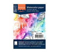 Vaessen Creative Papel de Acuarela Florence Prensado en Caliente A6, Blanco Intenso, 200 gsm, Calidad de Artista, Superficie Lisa, 36 Hojas para Pintar, Handlettering, Proyectos de Arte