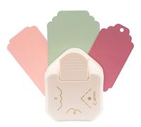 Vaessen Creative Perforadora 3 en 1, CREA Esquinas Redondeadas y Etiquetas, para Manualidades, Scrapbooking y Tarjetería, Blanco-Rosa, talla única, one size
