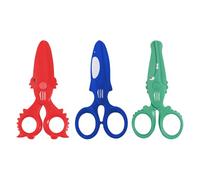 Vaessen Creative Set de Tijeras para Niños - Cangrejo, Ballena, Cocodrilo - 3 Unidades de 12 cm - con Punta Redondeada Segura - para Zurdos y Diestros - Material Escolar y Manualidades