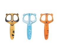 Vaessen Creative Set de Tijeras para Niños - Mapache, Perro, Tigre - 3 Unidades de 12 cm - con Punta Redondeada Segura - para Zurdos y Diestros - Material Escolar y Manualidades