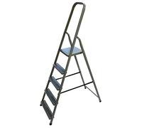 VaGo - Escalera plegable (5 peldaños, acero inoxidable)