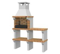 Vagos Barbacoa de obra con mesa lateral (An x Pr x Al: 136 x 47 x 196 cm, Superficie parrilla: 55 x 35 cm, Marrón)