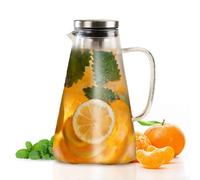 VAHDAM, jarra de té helado con tapa, 50.7 oz | 100% seguro, resistente a rayones, seguro para microondas y resistente al calor | Jarra de vidrio borosilicato con tapa