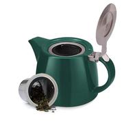VAHDAM, Tetera De Porcelana (500ml) Tetera Verde Oscuro Hecha A Mano | Infusor De Malla Fina Para Mezclas A Granel Fabricado En Acero Inoxidable, Teteras Para Té