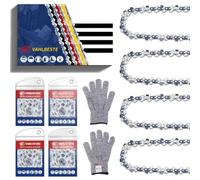 Vahlbeste Pack de 4 Cadena Motosierra 3/8"LP 0.043"(1,1mm), 50 Eslabones para Espadas de 35 cm(Caja de Almacenamiento), Cadena de Motosierra compatible con Stihl-MS170,3610 000 0050,PMMC3,MS170,MS180