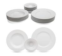 Vajilla de Porcelana de 18 Piezas - Vajilla de Porcelana Blanca Güral Porselen Ocean -Para 6 personas