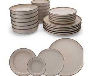 Vajilla de Porcelana de 24 Piezas - Vajilla Kütahya Porselen Moderna para 6 Personas - Vajilla exclusiva color Canela