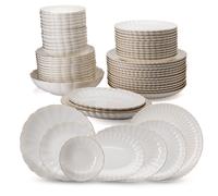Vajilla de Porcelana de 52 Piezas - Vajilla Kütahya Porselen Bone Luz para 12 Personas - Vajilla exclusiva color blanco y oro