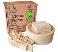 Vajilla desechable de bambú XL con 250 piezas para 50 personas. Juego de vajilla ecológica compuesto por 50 platos, 150 cubiertos de bambú sin sabor y 50 servilletas reciclables @Claudi Home