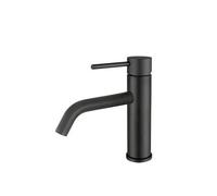 VALAZ Ason Grifo de lavabo redondo con apertura en agua fría y llave monomando fabricado con latón de color negro mate