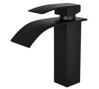VALAZ Grifo de lavabo monomando cascada negro mate para lavabo Serie Aljibe