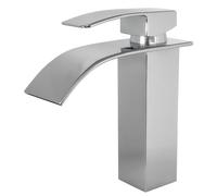 VALAZ Grifo Lavabo Cromado Cascada | Grifo Lavabo Monomando, Mezclador Agua Fría y Caliente, Ahorro de Agua | Instalación Fácil y Rápida | Latón, Inoxidable, Elegante, Cuadrado, Serie Aljibe