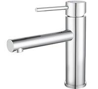 VALAZ Grifo Lavabo Cromado | Grifo Monomando Lavabo, Apertura en Frío, Agua Fría y Caliente, Ahorro de Agua | Instalación Facil | Latón, Inoxidable, Elegante, Redondo, Caño Recto, Serie Nansa