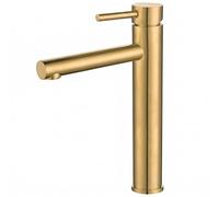 VALAZ Grifo Lavabo | Grifo Monomando Lavabo, Mezclador Agua Fría y Caliente, Ahorro de Agua | Instalación Facil y Rápida | Latón, Inoxidable, Elegante, Serie Palancia (Alto Pica, Dorado Cepillado)