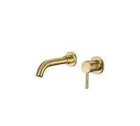 VALAZ Guadiana Grifo de lavabo de 15 cm redondo y empotrado fabricado en latón de color dorado cepillado