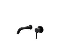 VALAZ Guadiana Grifo de lavabo de 15 cm redondo y empotrado fabricado en latón de color negro mate