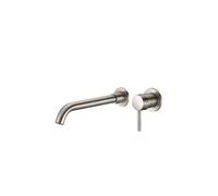VALAZ Guadiana Grifo de lavabo de 26 cm redondo monomando fabricado en latón con un acabado acero cepillado