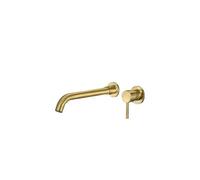 VALAZ Guadiana Grifo de lavabo de 26 cm redondo y empotrado fabricado en latón color dorado cepillado