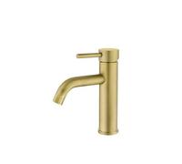 VALAZ Jabalón Grifo de lavabo redondo monomando fabricado en latón de color dorado envejecido