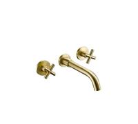 VALAZ Nalon Grifo bimando para lavabo empotrado con estructura redonda color dorado cepillado
