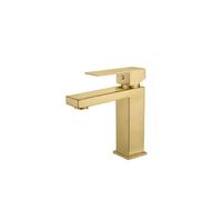 VALAZ Segura Grifo de lavabo monomando cuadrado de latón de 14x16 cm en color dorado cepillado